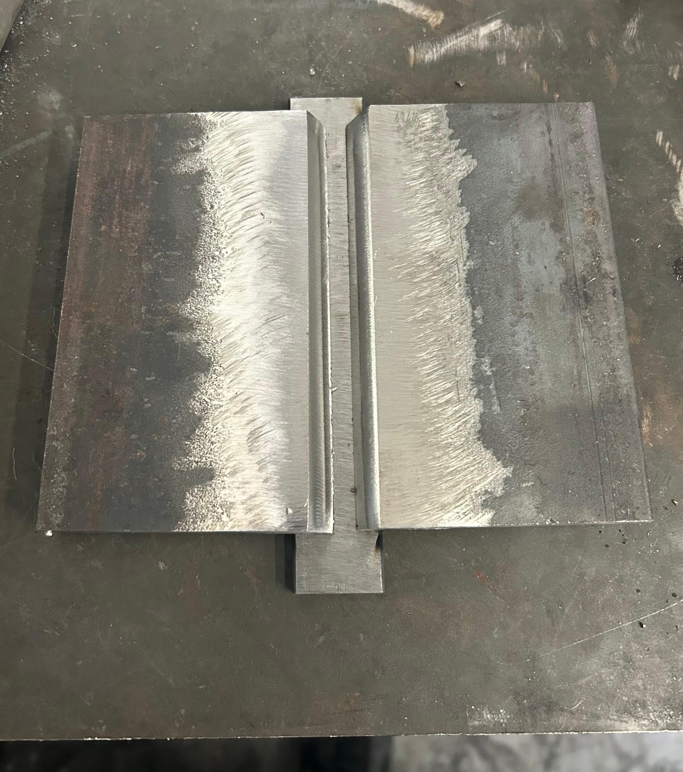 4G certification tests overhead groove welding on plate prep